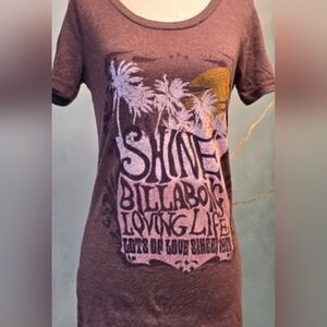 Billabong Shine Surf Graphic Tee in Heathered Mauve/ Brown/eggplant M